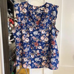 41 Hawthorn Cap Sleeve V-Neck Floral Top - Size XL